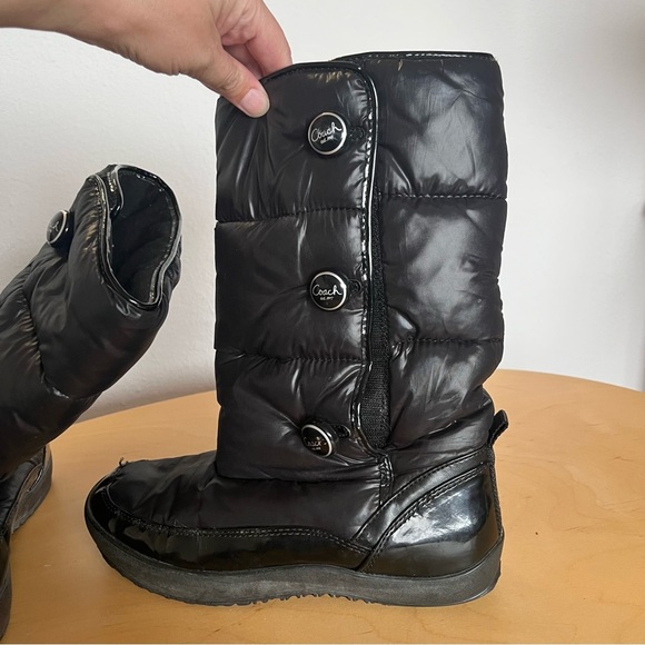 Coach Polina Black Puffer Boots Snow Rain Size 8.5 - Picture 8 of 12
